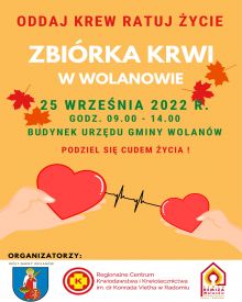 plakat Zbiórka krwi w Wolanowie