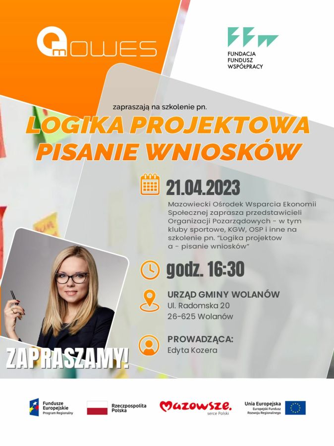 1037110371Zaproszenie na szkolenie pn. Logika projektowa pisanie wniosków