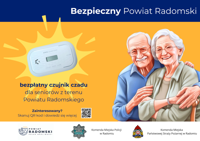 Plakat: Bezpłatny czujnik czadu dla seniorów z terenu powiatu radomskiego