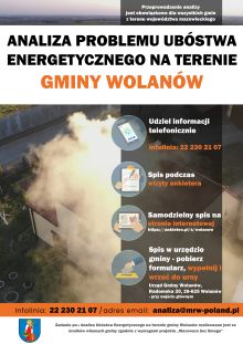plakat Analiza Ubóstwa Energetycznego na terenie Gminy Wolanów