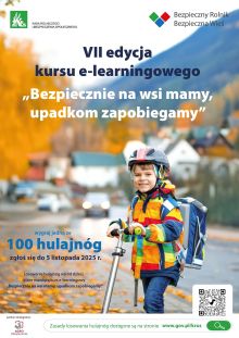 Plakat konkursu "Bezpiecznie na wsi mamy upadkom zapobiegamy"