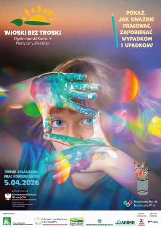 Plakat konkursu plastycznego Wioski bez troski