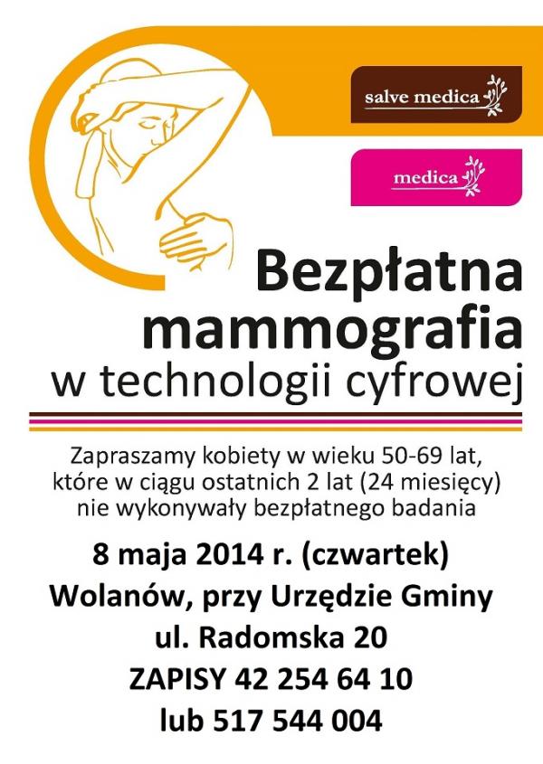 Zaproszenie na BEZPŁATNĄ MAMMOGRAFIĘ