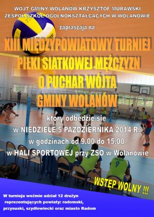 Turniej Piłki Siatkowej Mężczyzn w Hali sportowej w Wolanowie