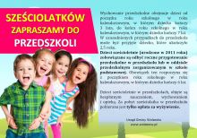 Plakat: Sześciolatków zapraszamy do przedszkoli