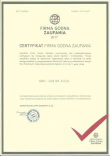 Certyfikat OKO - LUX