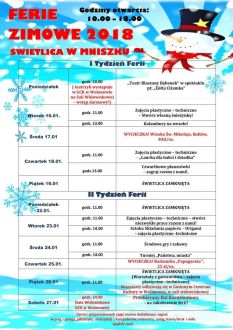 Plan zajęć w świetlicy w Mniszku