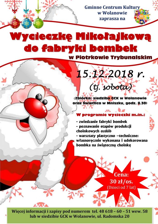 Plakat: Zaproszenie na wycieczkę do fabryki bombek