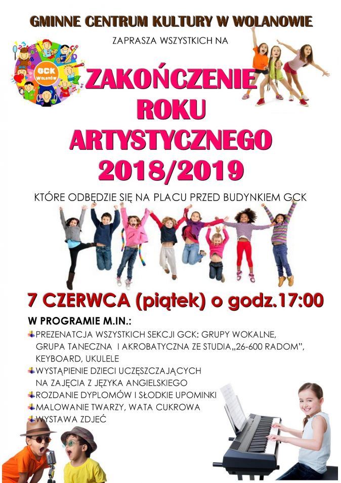 plakat: zakończenie roku artystycznego 2018/2019