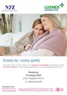 plakat badanie mammograficzne w Wolanowie