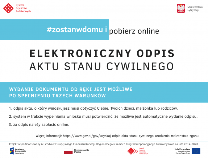 Plakat: Elektroniczny odpis aktu stanu cywilnego