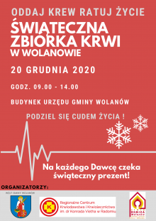 plakat: świąteczna zbiórka krwi