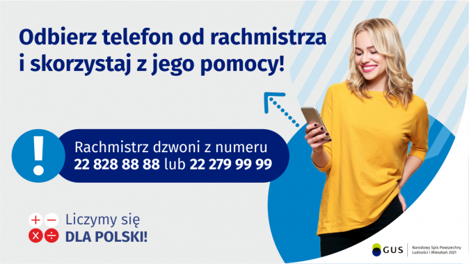 Na grafice jest napis: Odbierz telefon od rachmistrza i skorzystaj z jego pomocy! Rachmistrz dzwoni z numeru 22 828 88 88...