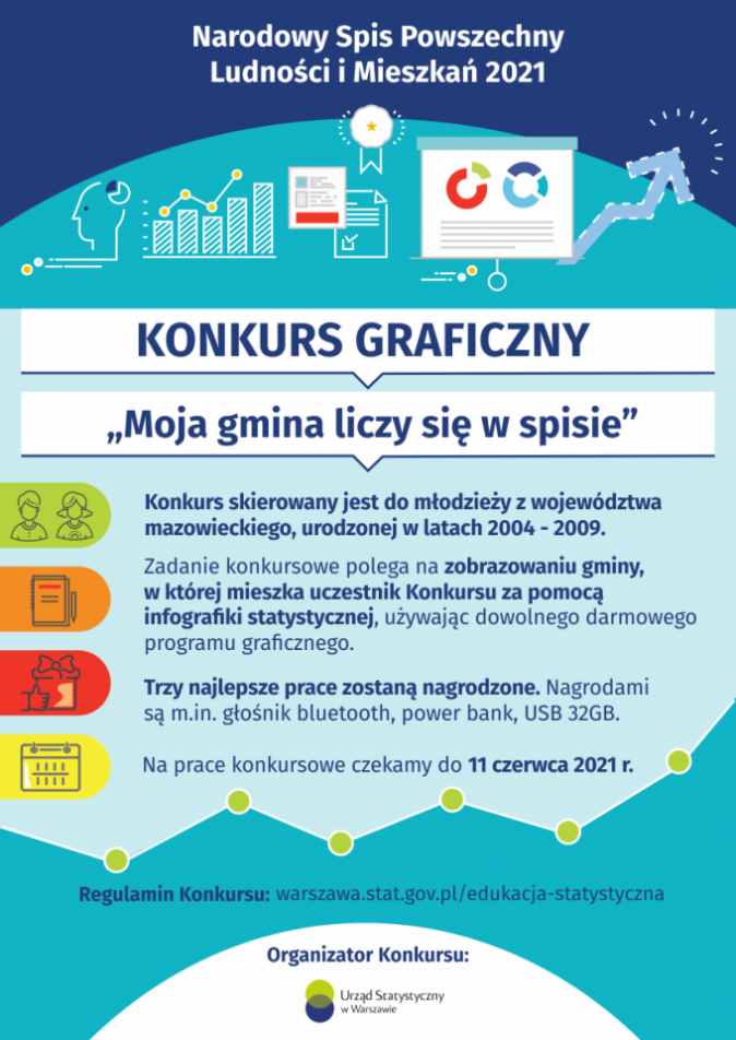 Plakat: Konkurs graficzny "Moja gmina liczy się w spisie"