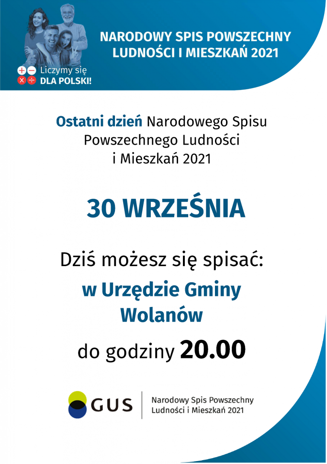 Plakat: Ostatni dzień Narodowego Spisu Powszechnego Ludności i Mieszkań 2021