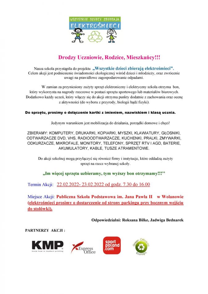 Wszystkie dzieci zbierają elektrośmieci - PSP Wolanów