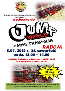 Plakat: Zaproszenie na wycieczkę do parków trampolin