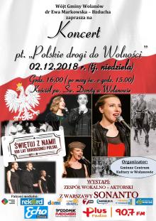 Zaproszenie na koncert "Polskie drogi do Wolności"