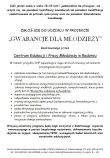 Projekt „GWARANCJE DLA MŁODZIEŻY”