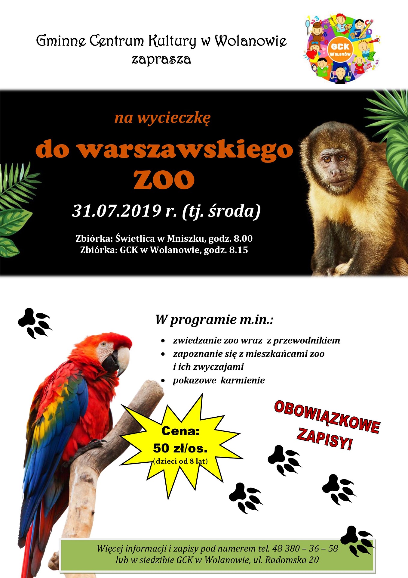 Zaproszenie na wycieczkę do warszawskiego ZOO