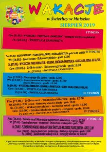 Wakacje w świetlicy w Mniszku - sierpień 2019