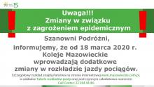 Koleje Mazowieckie informują o zmianie w rozkładzie jazdy pociągów