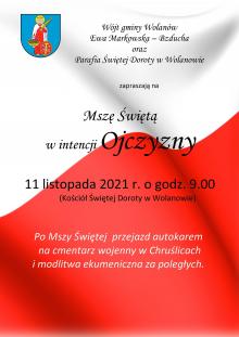 Zaproszenie na Mszę Świętą w intencji Ojczyzny
