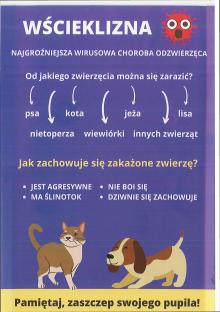 UWAGA WŚCIEKLIZNA ZACHOWAJ OSTROŻNOŚĆ NIE UFAJ DZIKIM I BEZPAŃSKIM ZWIERZĘTOM