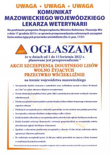 Akcja szczepienia lisów wolno żyjących przeciwko wściekliźnie